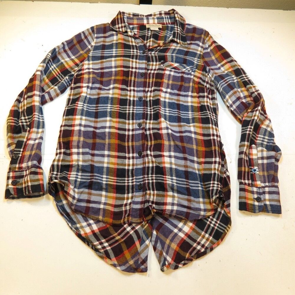 LUCKY BRAND WESTERN COWBOY FLANNEL SOFT LONG SLEEVE SHIRT Womens XS